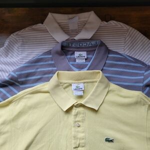 (Lot of 3) Lacoste Short Sleeve Polo Shirt Regular Fit Crocodile Logo Men's 6